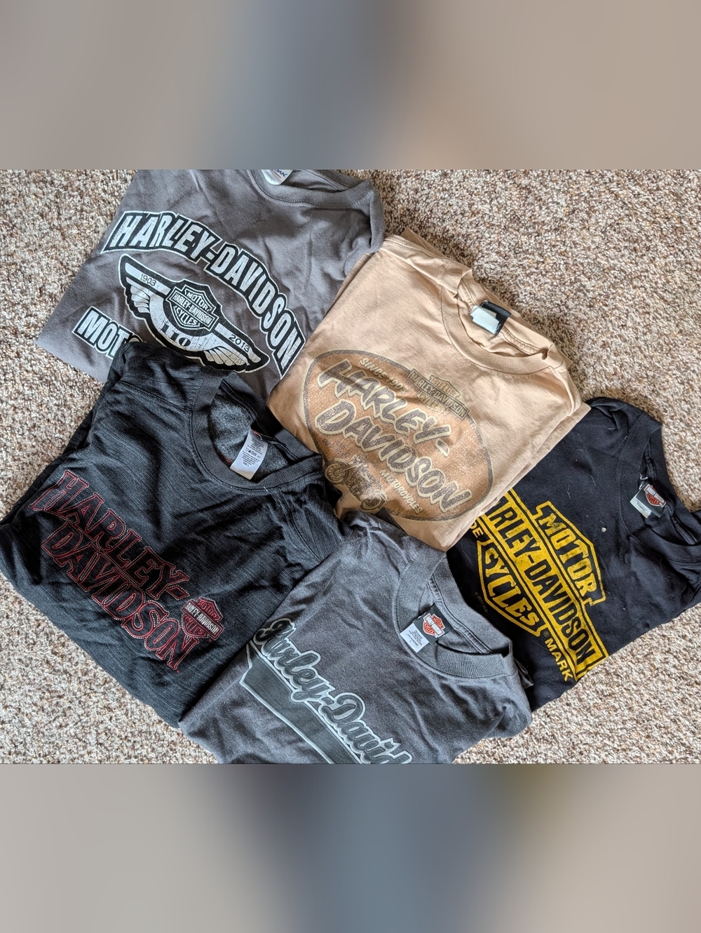 SOLD Harley-Davidson Short Sleeve Tees in Black, Gray & Tan